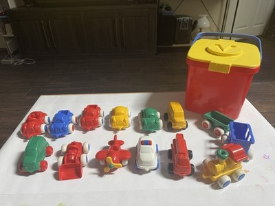 Lot Of Vintage Viking Transportation Toy Set & V Container Made In Sweden