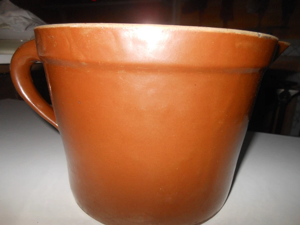 Antik Keramik Tontopf mit Henkel und Ausgießer - Höhe 16cm - Durchmesser 20cm - Bild 2 von 4