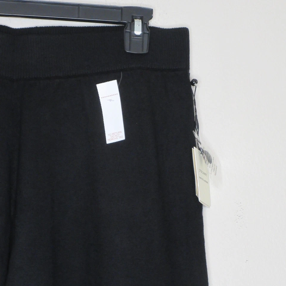 Anne Klein女式黑色棉质羊绒宽腿针织裤M B40 — 第 4/4 张图片