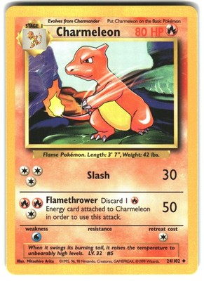 Pokemon Charmeleon Uncommon Normal Base Set 024/102 NM