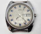 Vintage Timex Men's Electric Dynabeat Day Date Silver Tone Watch -Repair / Parts