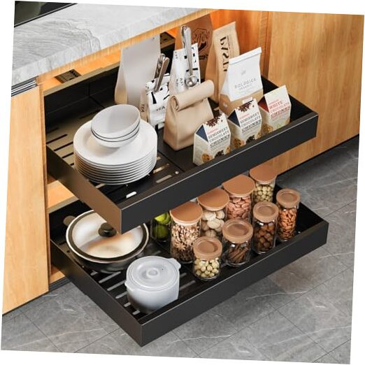 Pull out Cabinet Organizer, Expandable Heavy Duty Slide out Drawers Fixed