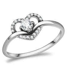 Pave CZ Open Heart Cocktail Midy Stack 'Love' Ring