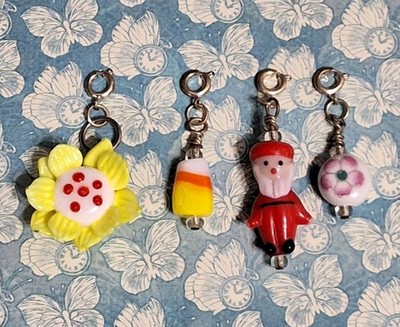 Vintage Variety Clasp Charms Bracelet Planner Florals Santa Candy Corn Lot of 4