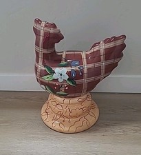 Large 15” Collectible Plaid Ceramic Chicken Statue Tracy Porter Pottery  (B3-CL)