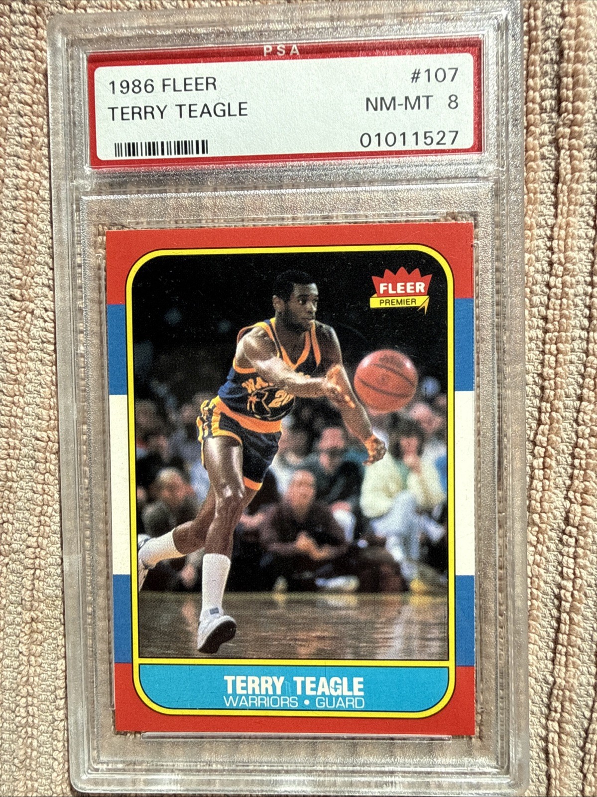 1986 FLEER BASKETBALL #107 TERRY TEAGLE PSA 8 NM MINT CENTERED HIGH END