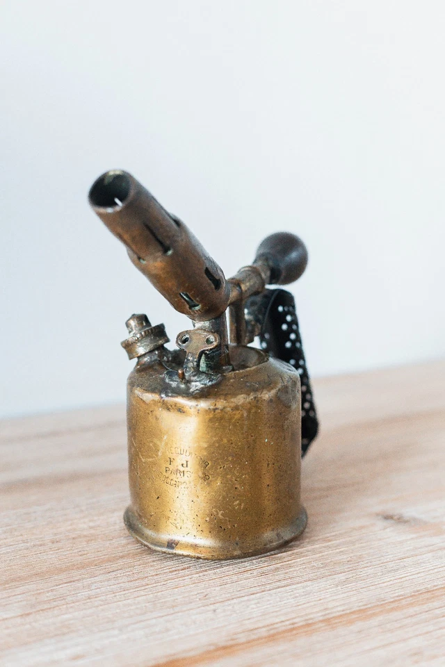 Ancienne Lampe à Souder Chalumeau Vintage en Laiton - Photo 2/4