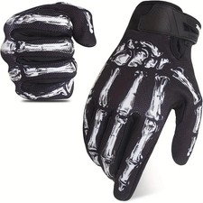 Biker Skeleton Bone Gloves Racing Cycling Motorcycle Mechanics Goth Full Finger