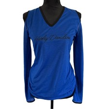 Harley-Davidson Women's Royal Blue Long Sleeve V-Neck Tee