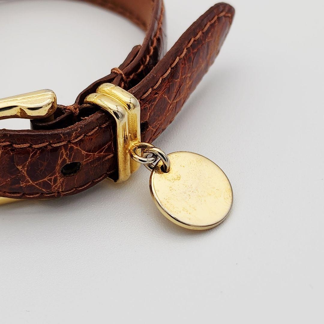 PRADA Crocodile Bracelets Bangles Brown With Roun… - image 5