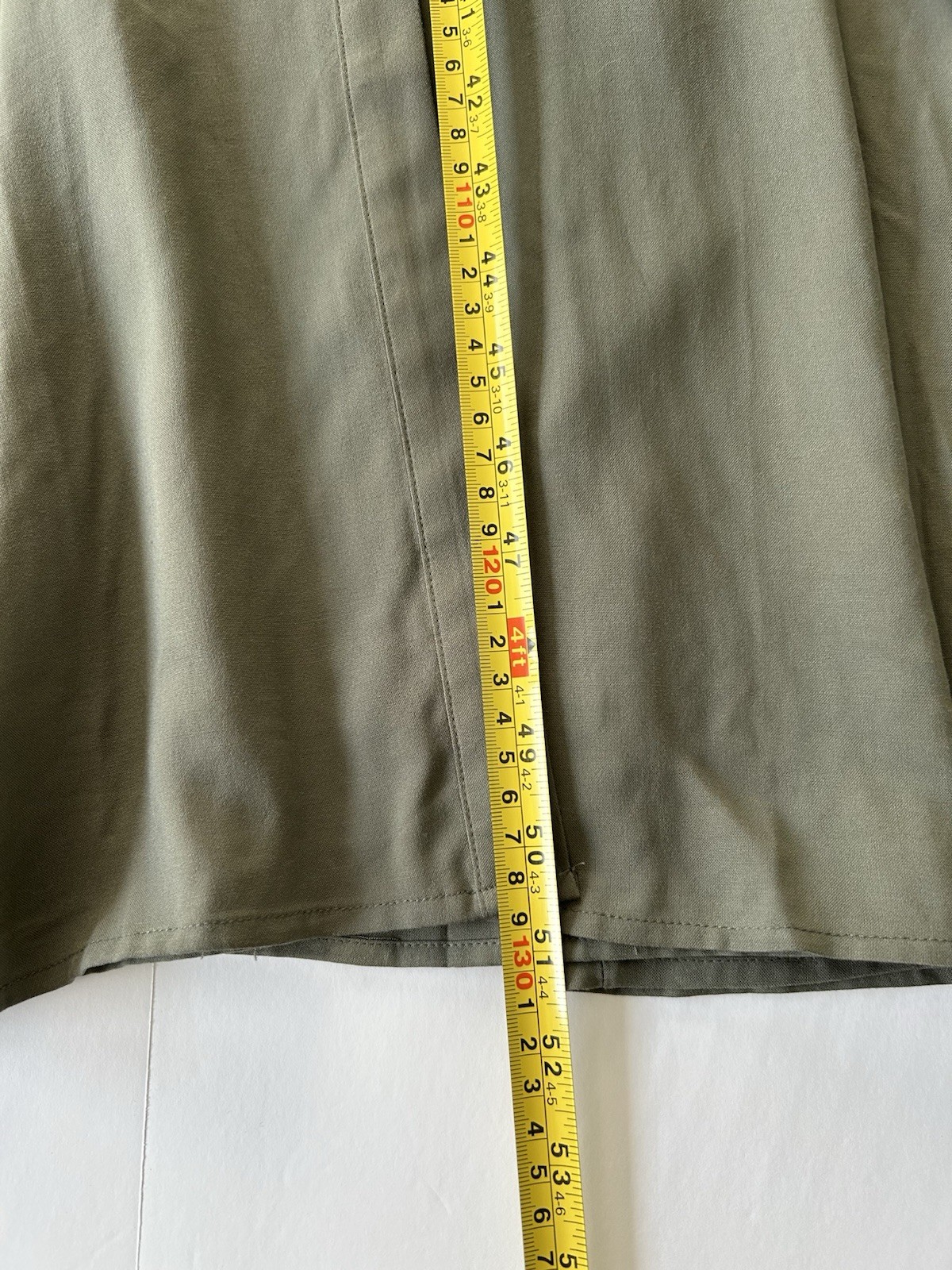 H&M Women's Tie Belt Shirt Dress NWT Large Dark Khaki Green Short Sleeve thumbnail 10