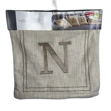 Threshold Monogram Throw Pillow Cover   18" x 18"   Metallic Neutral  "N"