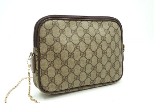 Auténtico mini bolso de hombro Gucci GG Plus de cuero PVC marrón - Imagen 6 de 10