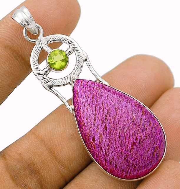 Natural Variscite In Purpurite South Africa 925 Sterling Silver Pendant @5-2