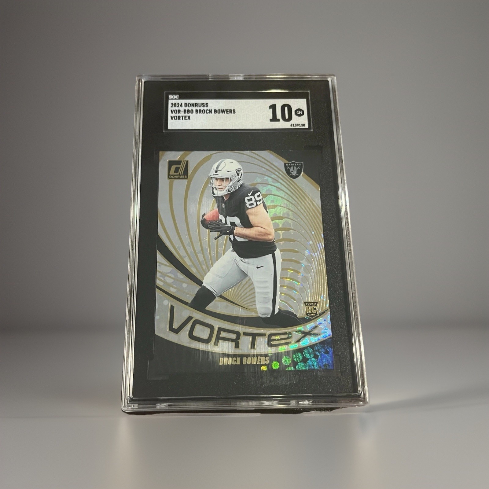 2024 Donruss Brock Bowers Vortex Rookie SGC 10 GEM Raiders 🔥 RC NFL Star TE