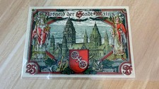 1921 Germany Mainz Notgeld 25 Pfennig – City View on Rhine, Colorful Note