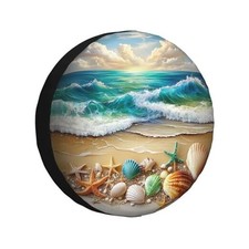 Spare Tire Cover Wheel Protectors for Rv Camper 14 inch Beach Waves Seashells