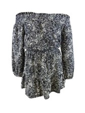 MICHAEL Michael Kors Women's Crinkle Off-The-Shoulder Dress (XXL, Blue)