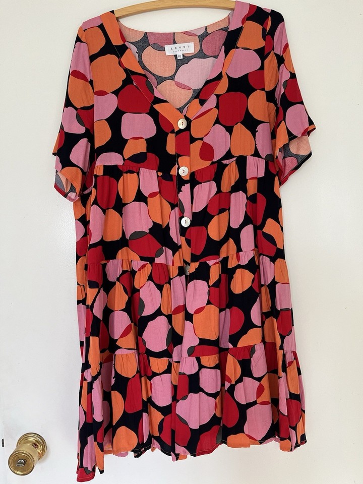 LEONI Baby Doll Dress Geometrical pattern Size 10
