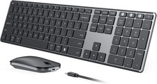 seenda Wireless Bluetooth Keyboard and Mouse Combo USB  Dual Black Gray