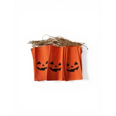 Halloween Jack-O-Lantern Burlap Drawstring Treat Bags Orange Set of 20