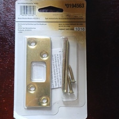Gatehouse Deadbolt Strike Plate Polished Brass Metal Entry Door, E2235-L 0194563