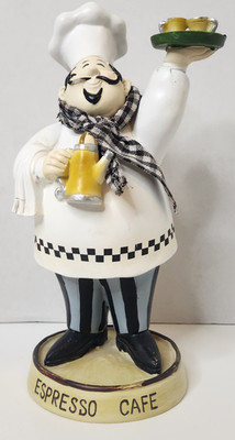 Fat Chef ''Espresso Cafe'' 9'' Figurine-Square One-Vicky Howard Resin**PreOwned**