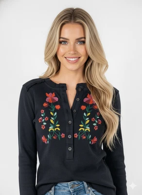 Free People – Haut à poignets brodés “Fleur” - Photo 1/4