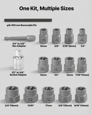 Bolt Extractor Kit 16pc Impact Bolt Nut Remover Set Cr-Mo Steel Case