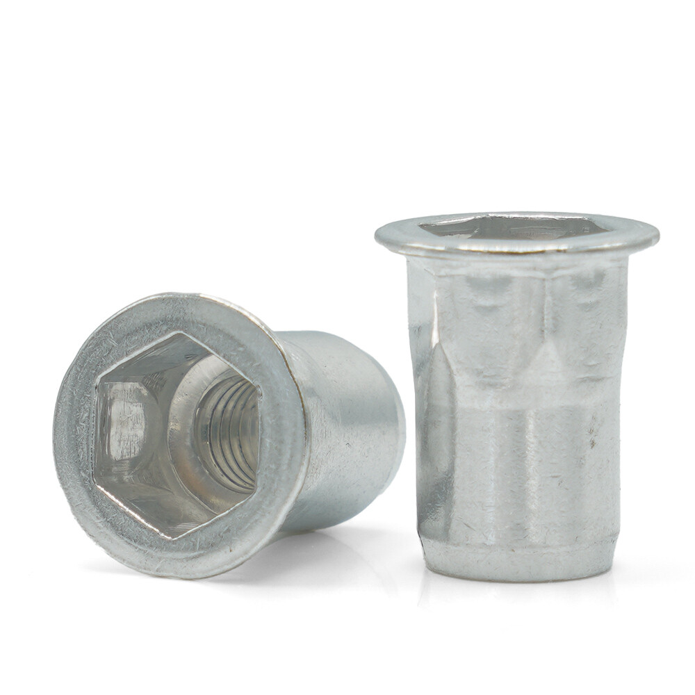 1/4-20 x 0.585 Thinwall Half Hex Low Profile Head Rivet Nut - Aluminium