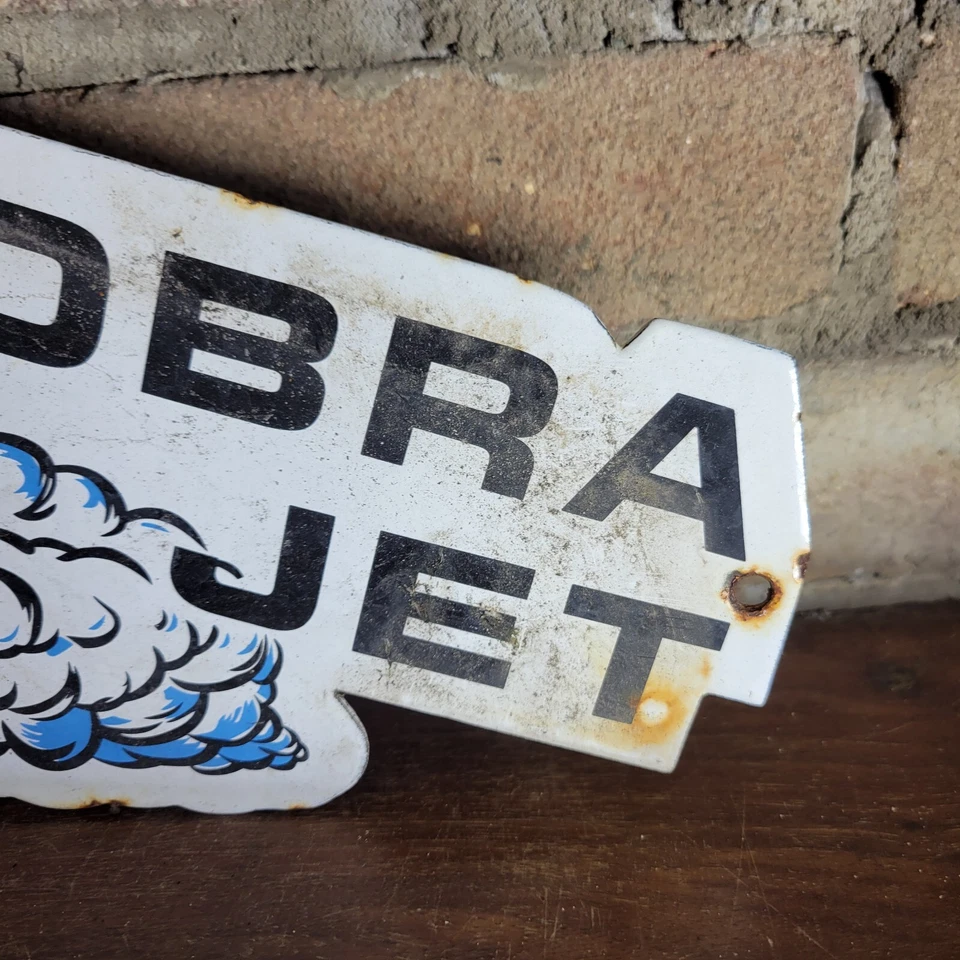 VINTAGE COBRA JET FORD MOTOR COMPANY DEALER PORCELAIN DEALERSHIP SIGN 12"X9" - Image 4 of 4