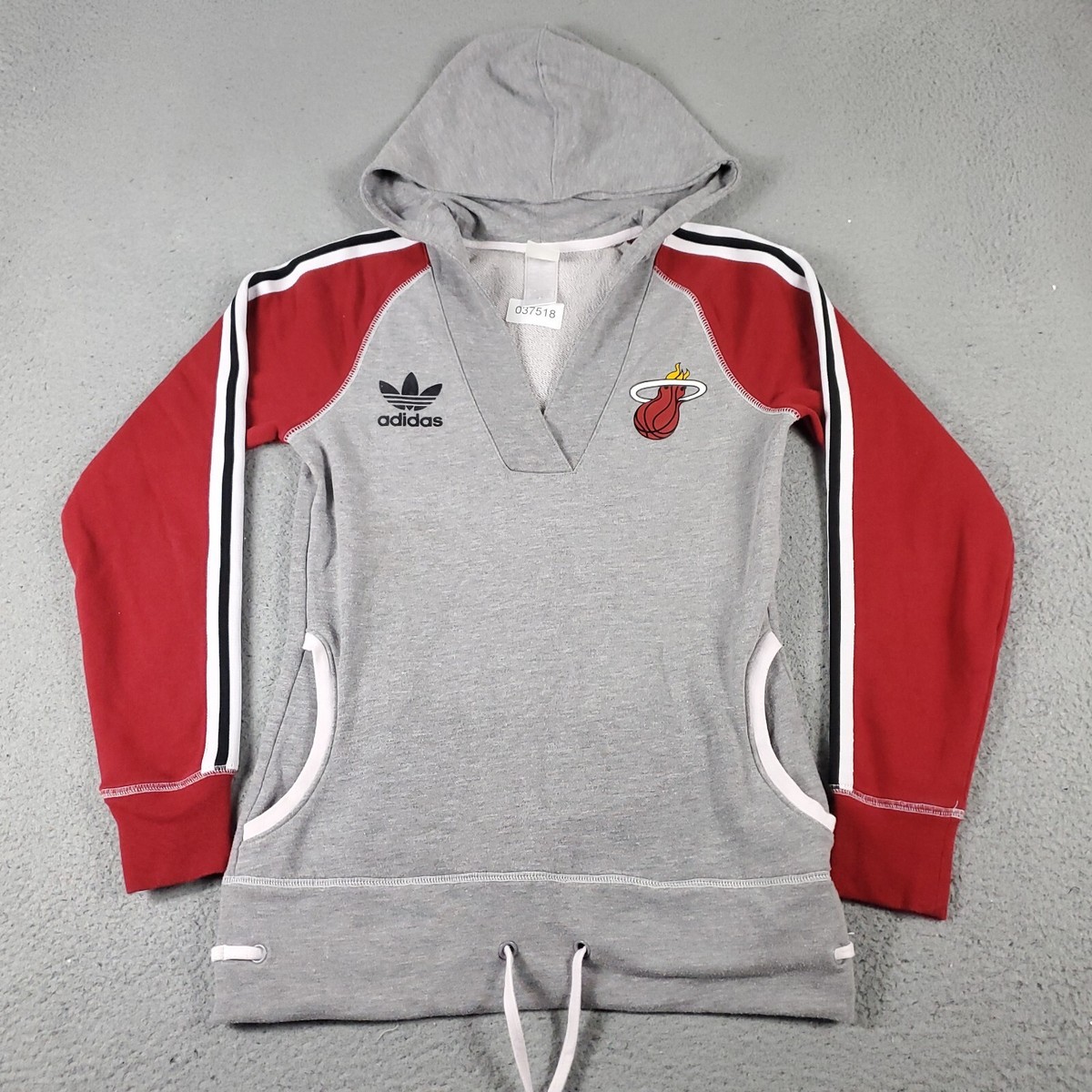 Adidas Miami Heat Sweater Womens Small Gray Red Pullover Hoodie