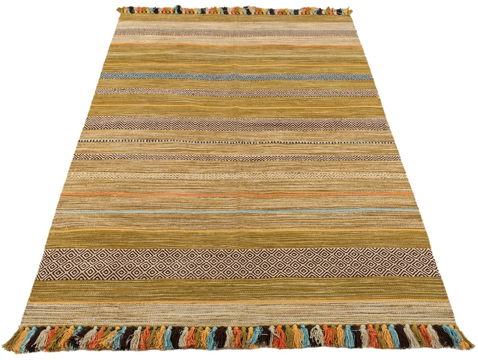 Kelim Indien 230x160 CM Tissés à la Main Tapis, Kélim , Tapis, Tapis , Jaune - Photo 4/4