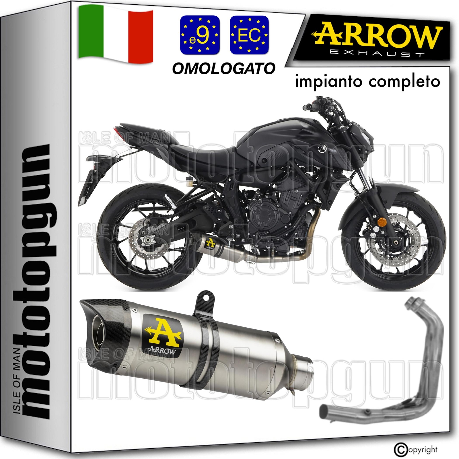 scarico completo omo open titan c thunder arrow per yamaha mt07 mt-07 2024 24