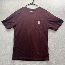 Carhartt Shirt Mens Small Red Pocket Short Sleeve Loose Fit Workwear Thrashed