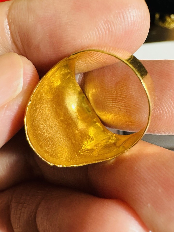 21K 875 21C Yellow Real Fine Saudi Gold Unique Style Dome Ring Fits 6/6