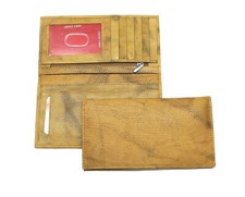 RFID Safe Credit Card Leather Check Book Cover - Tan