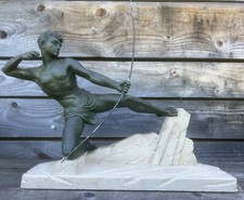 Jean De RONCOURT Sculpture in Rule & Stone Art Deco 1930 Athlete Archer Arc