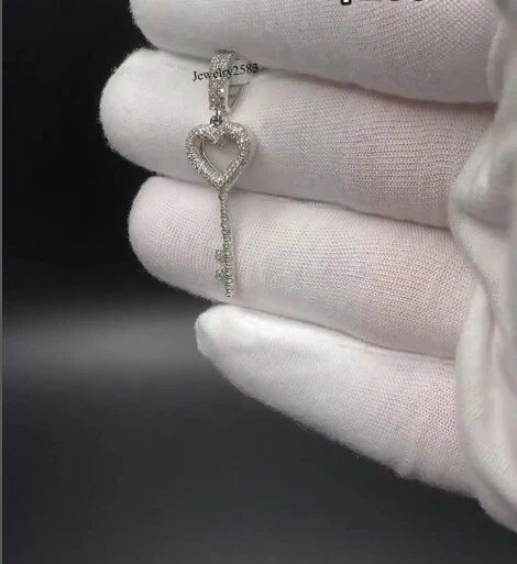 Colgante con llave de diamante natural I3 de plata 925 real estilo único regalo para mujer Foto 4 de 4