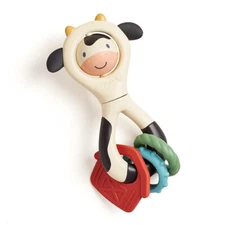 Itzy Ritzy Spinner Rattle, Twist and Click Body, Textured Rings and Teether, Cow