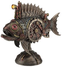 Veronese Bronze Figurine Steam Punk Steampunk Art Submarine Fish with LED statue