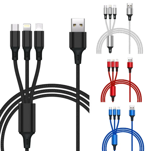 Ladekabel 3in1 Multi Schnell USB Typ-C Micro Handy für Samsung Huawei Iphone