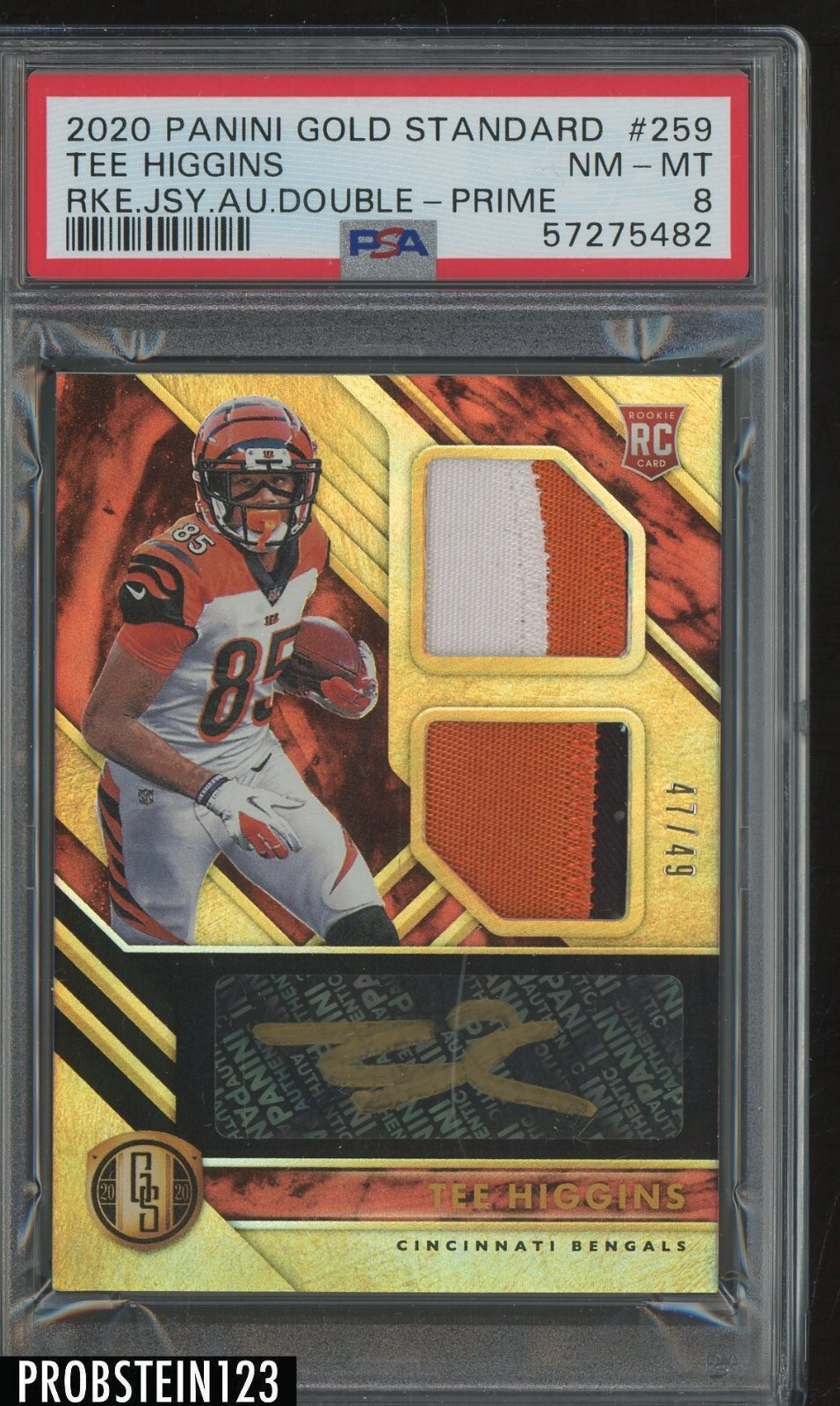 Tee Higgins Panini Gold Standard #259 Rookie Jersey Autograph Double-Prime