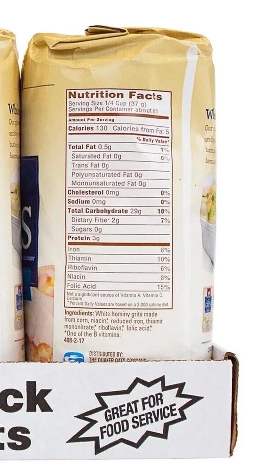 Quaker Quick Grits - Sac De 5 Livres | Semoule De Maïs Pour Petit-Déjeuner Et Recettes