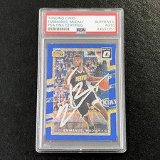 2017-18 Donruss Optic Blue Velocity #40 Emmanuel Mudiay Signed Card AUTO PSA Sla