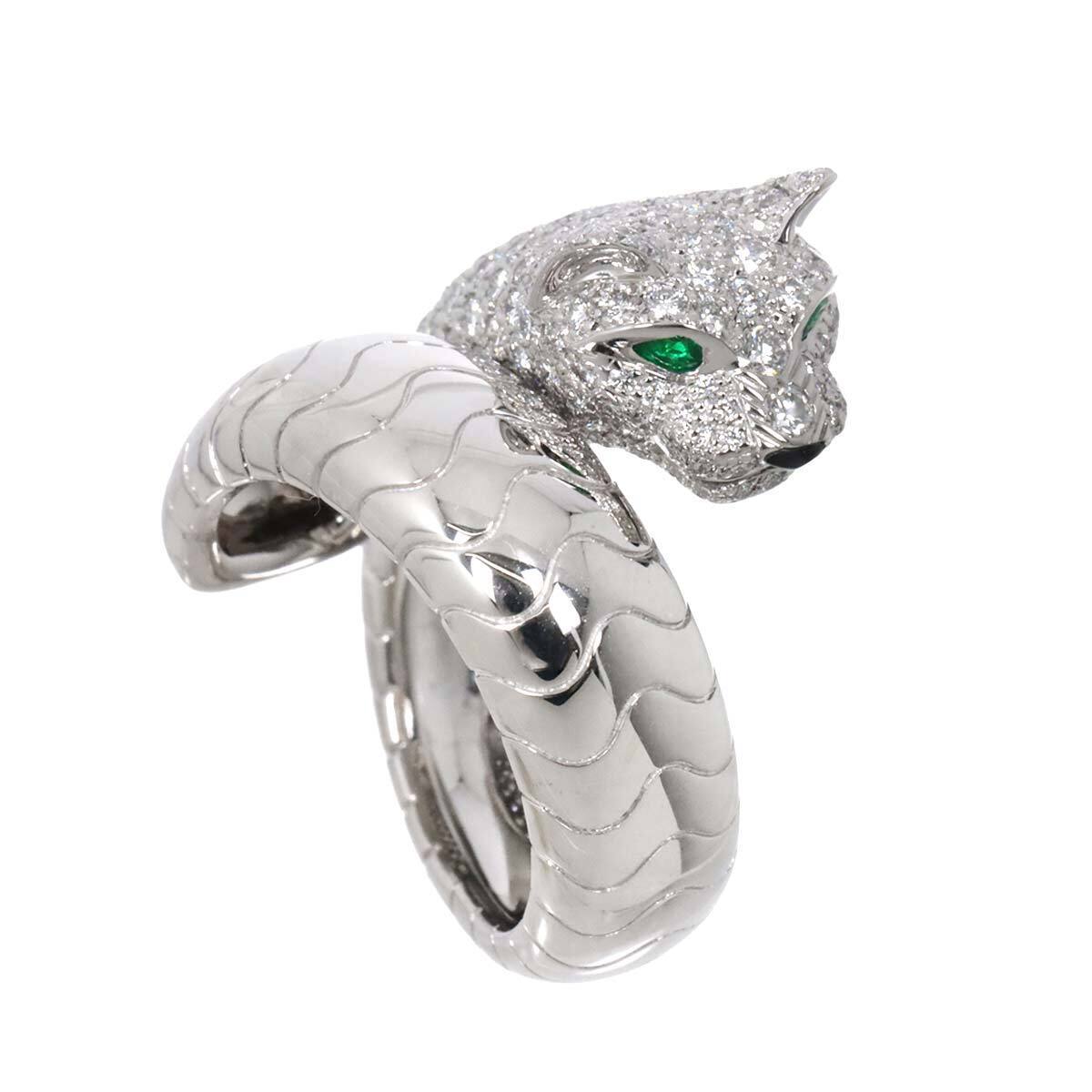 Cartier PANTHERE Diamond Emerald Onyx Ring K18 WG 750 Size53 Cartier PANTHERE Diamond Emerald Onyx Ring K18 WG 750 Size53