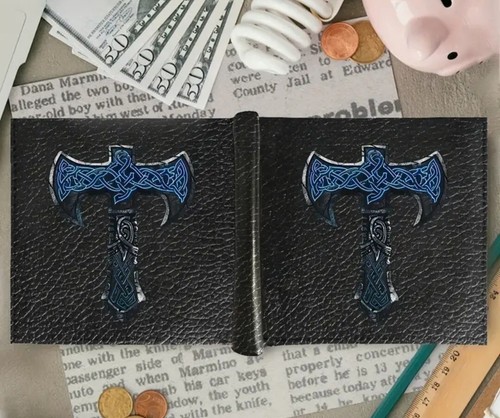 mens bifold wallet~VIKING AXE - Picture 2 of 3