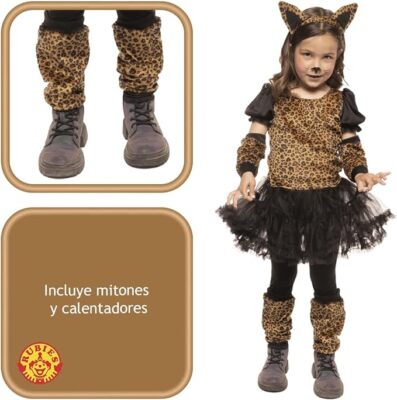 Kitimi Costume Leopardo Bambina, Vestito Carnevale con Orecchio di Leopardo Papillon Coda Adesivo Facciale, Costume Carnevale Bambino Vestito Cosplay Costume(S