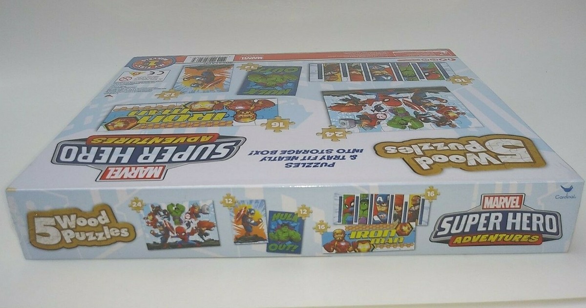 2 Pack) MARVEL SUPER HERO Adventures 5 wood puzzles with Storage
