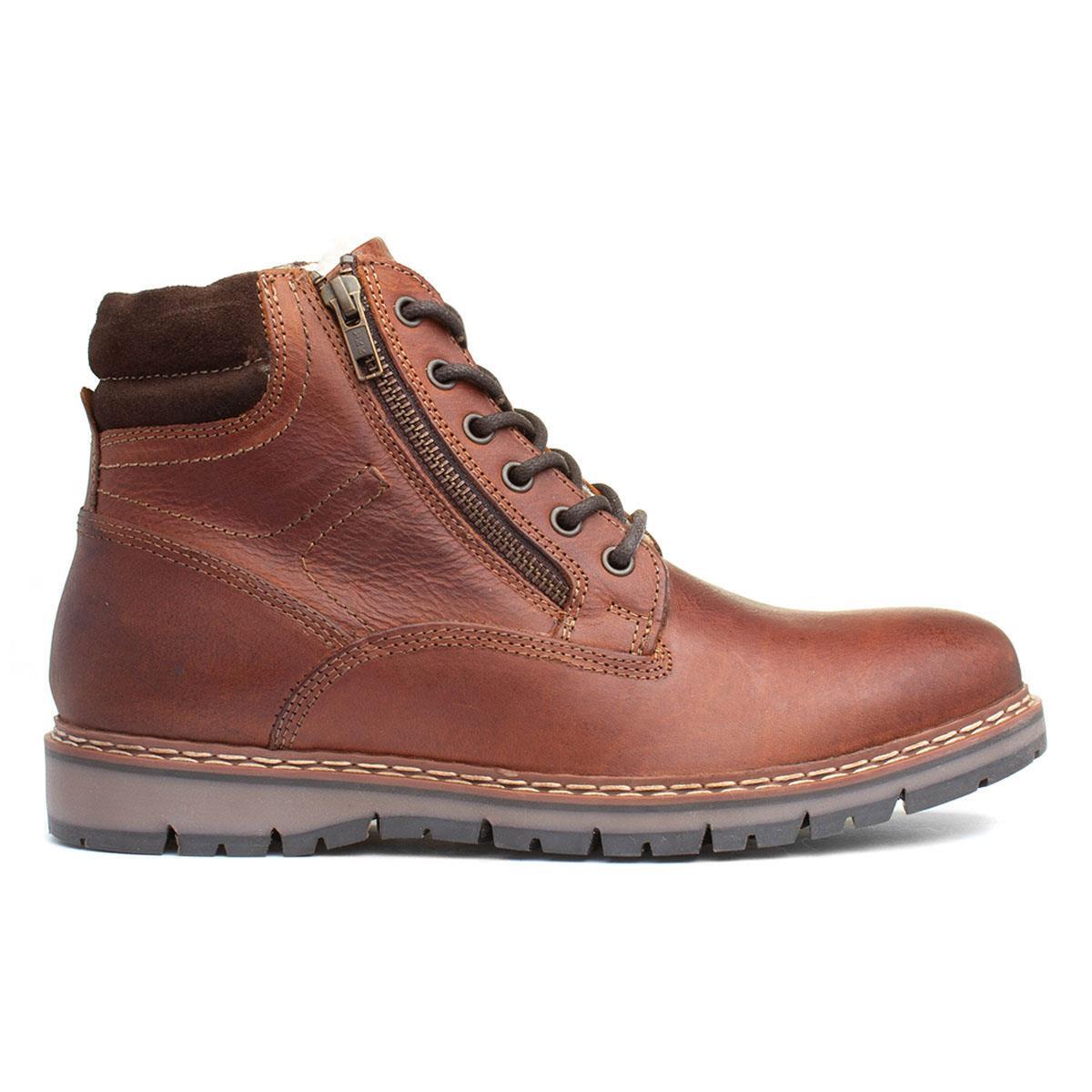 Stone Creek Mens Boots Brown Zip Up Lace Leather Ankle Faux